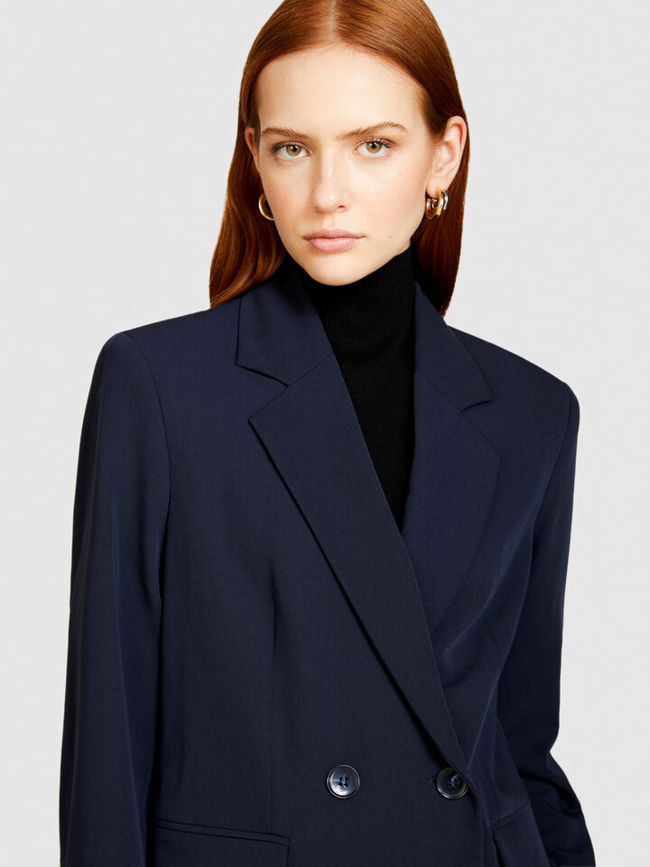 Double-breasted slim fit blazer - women's blazers - Dark Blue | Sisley image number 5